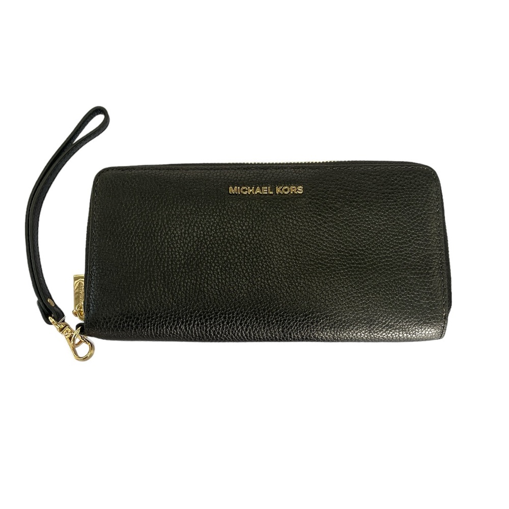 NWT Michael Kors Mercer Black Travel Continental Large Zip Around Wallet